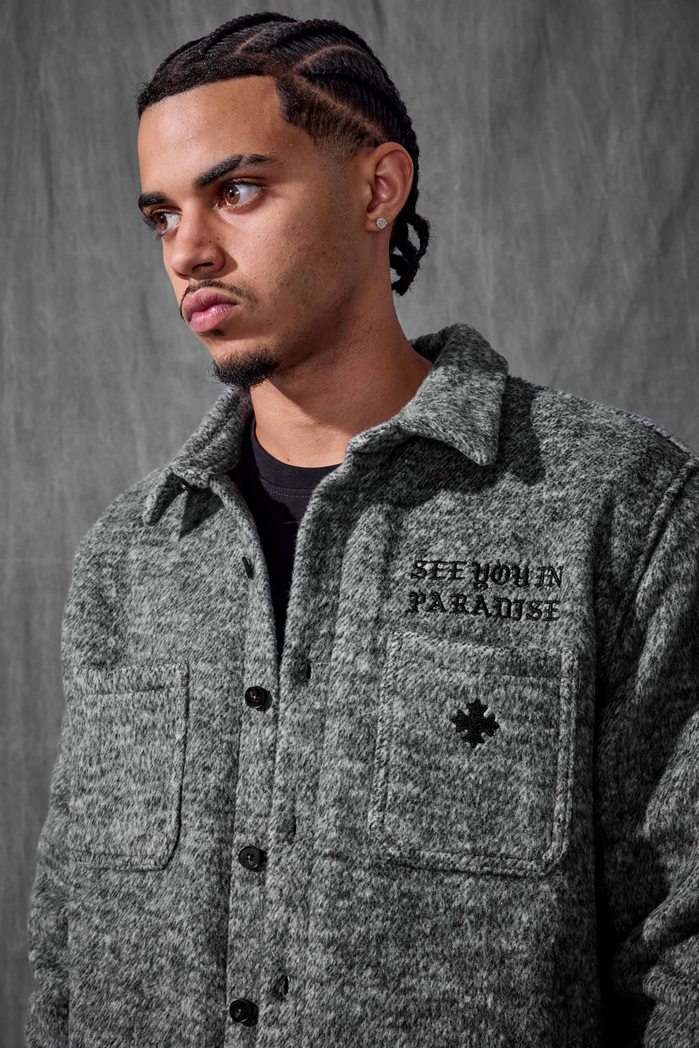 Paradise Wool Shacket (Charcoal) 2569 | Broadway Collections