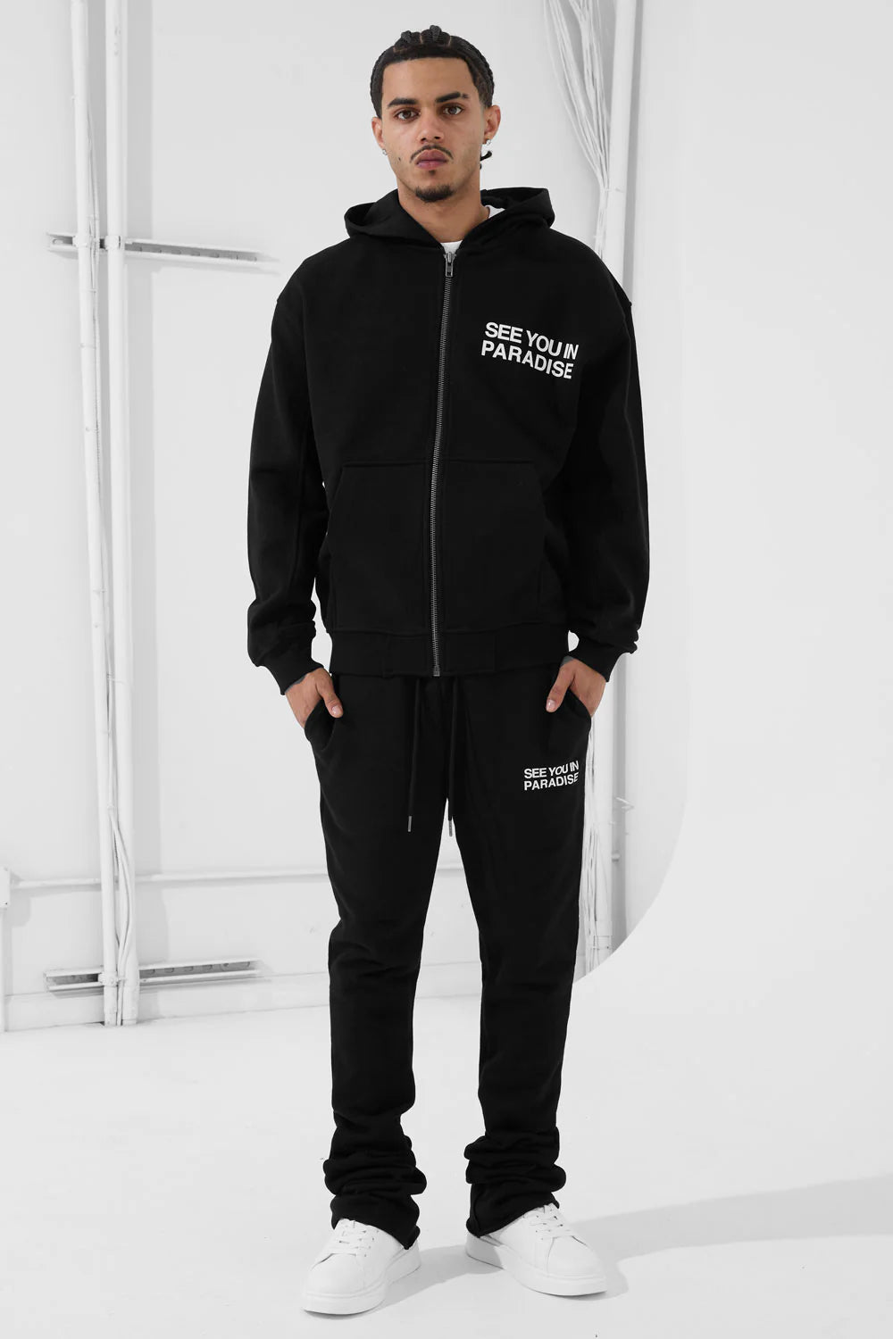 SYIP Washed Zip Up Hoodie - JET BLACK (8897H)