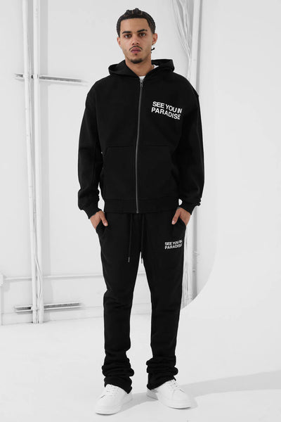 SYIP Washed Zip Up Hoodie - JET BLACK (8897H)