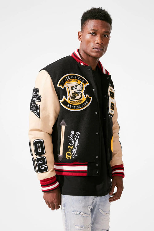 Track and field letterman jacket sale