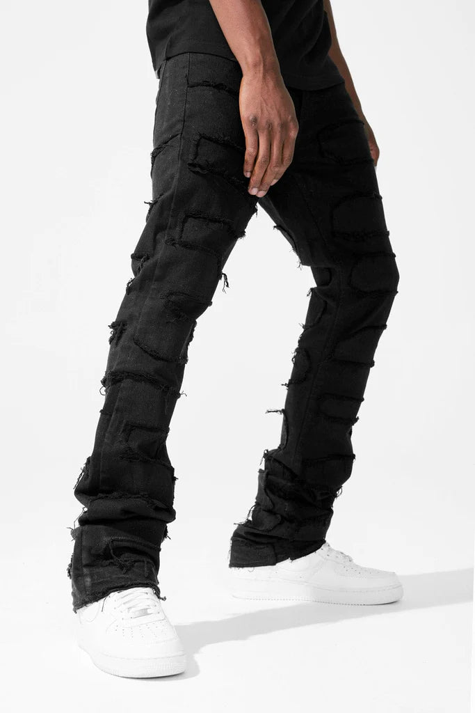 MARTIN STACKED - PYTHON DENIM (JET BLACK) JTF1130A | Broadway Collections