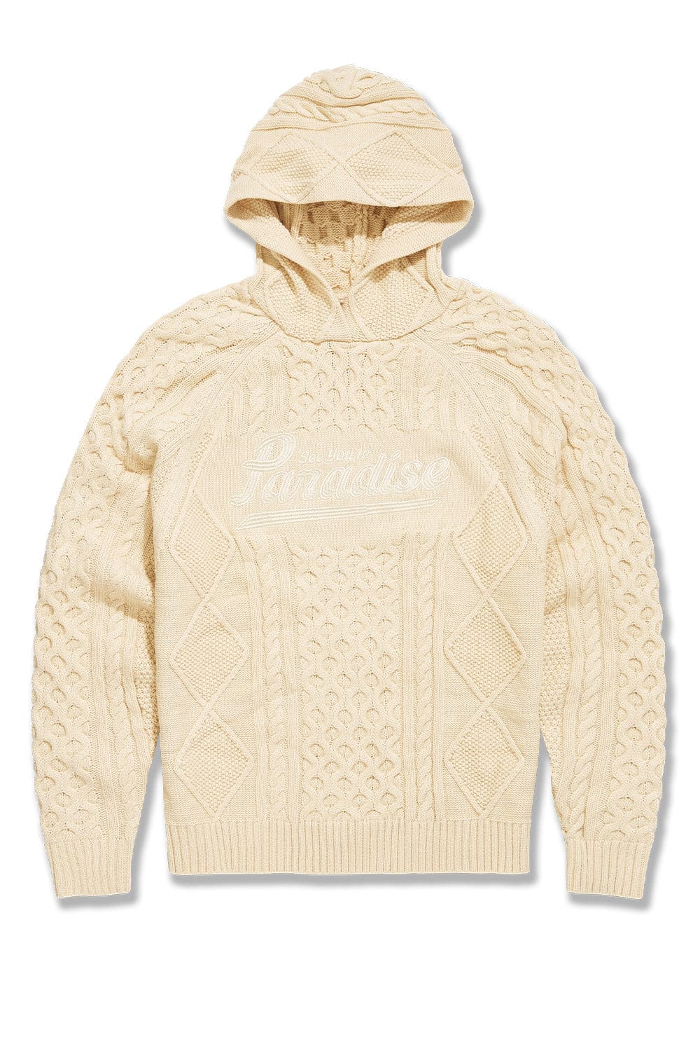 Cable Knit Hooded Sweater (Cream) 3980