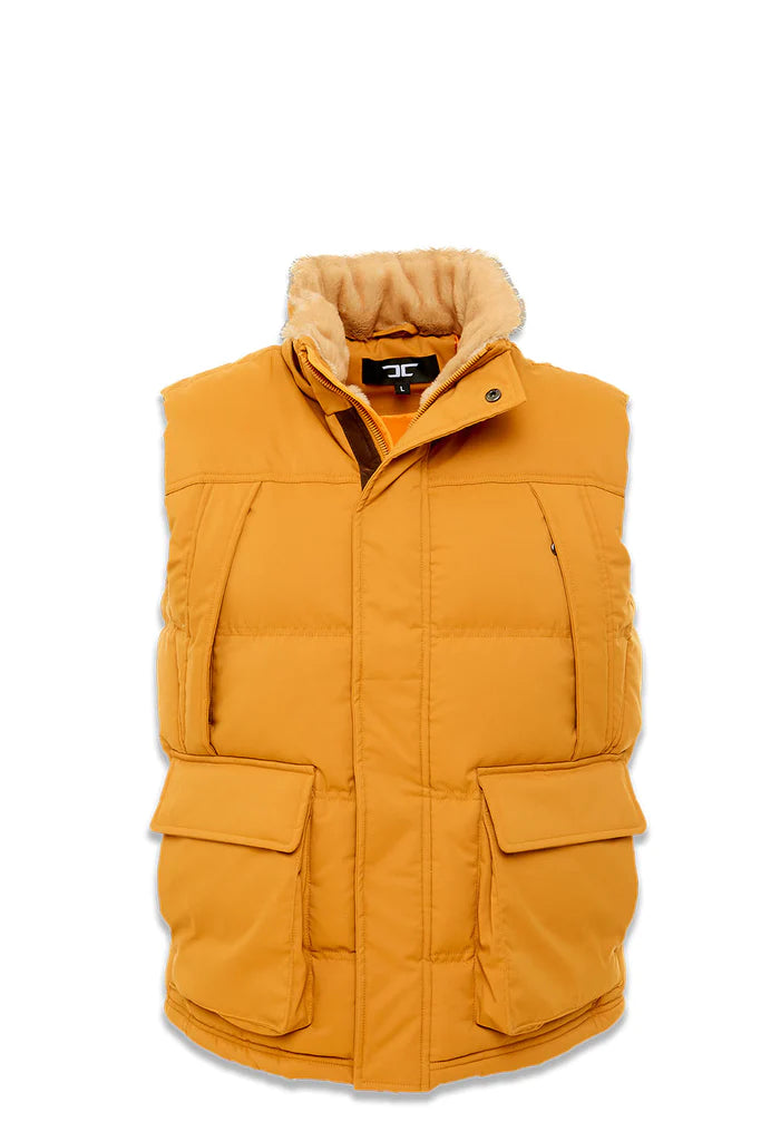 YUKON FUR LINED PUFFER VEST (WHEAT) Broadway Collections